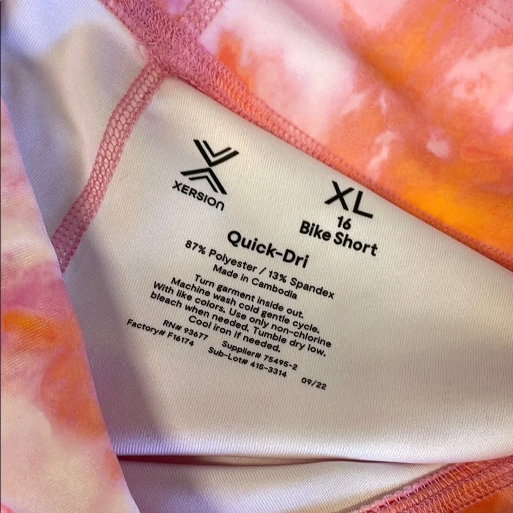 Xersion Pink and Orange Tie-Dye Bike Shorts